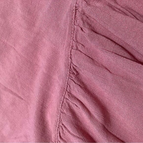 DMonas Pink Bohemian Hippie Cropped Ruffle Peasant Blouse Size Medium - Picture 6 of 11
